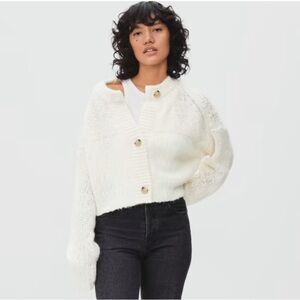 Everlane Alpaca/merino cropped cardigan size M in snow/ivory